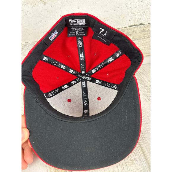 New Era 59Fifty San Francisco 49ers Fitted Hat 7 1/8 Red NFL Football Cap New - Picture 3 of 5